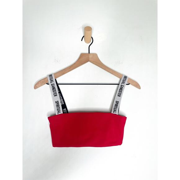 Spiritual Gangster Skylar Frame Red Bra Small Logo Strap Sporty Bralette - Picture 2 of 8